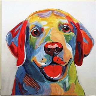 COLORFUL ROZ THE RETRIEVER GICLEE ON CANVAS