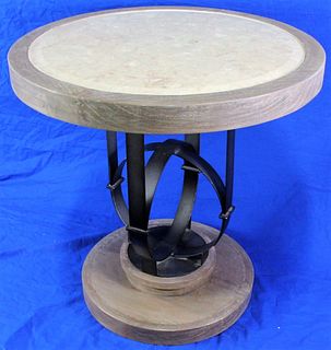 CONTEMPORARY ROUND WOODEN SIDE TABLE