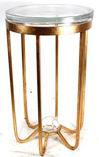 BRASS WITH GLASS TOP SIDE TABLE