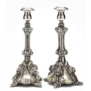 Pair of Continental Silverplate Candlesticks