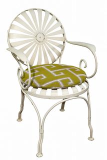 Francois Carre Style 'Sunburst' Wrought Iron Arm Chair
