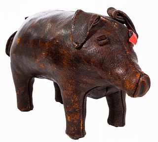 (Attributed to) Dimitri Omersa Leather Pig Footstool