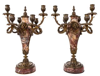 French Bronze and Marble Garnitures