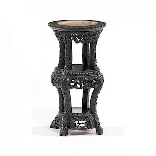 Asian Marble Top Side Table