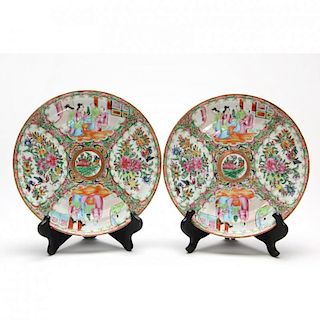 Two Chinese Export Rose Medallion Plates