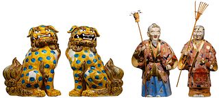 Satsuma Jotomba Couple and Foo Dog Ceramic Figurine Assortment