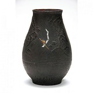 Meiji Period Bronze Landscape Vase