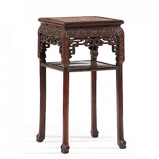 Chinese Tall Carved Marble Top Stand