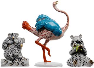 Herend Fishnet Porcelain Animal Figurines