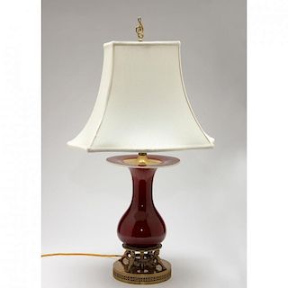 Chinese Oxblood Porcelain Table Lamp