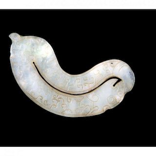 Chinese White Jade Chilong Plaque