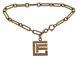 14k Yellow Gold Link Bracelet and Charm