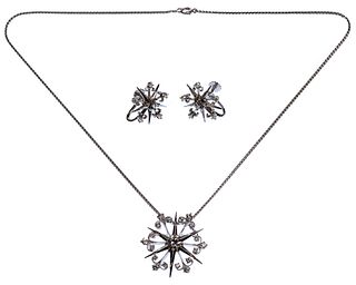 14k White Gold and Diamond Jewelry Suite