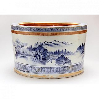 Chinese Blue and White Decorated Jardiniere
