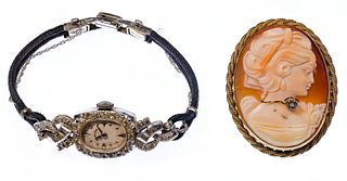 Hamilton 14k White Gold and Diamond Case Wrist Watch