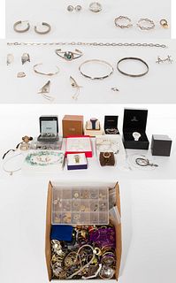 14k Yellow Gold, Sterling Silver, Costume Jewelry and Watch Assortment