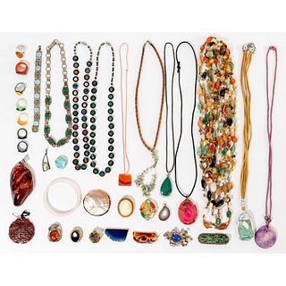 Sterling Silver, Stone, Agate and Amber Jewelry Assortment