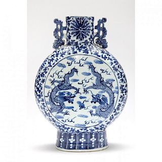 Chinese Blue and White Decorated Moon Flask Vase