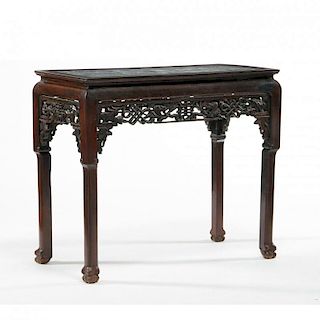 Chinese Carved Marble Top Console Table