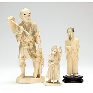 Three Japanese Ivory Okimonos