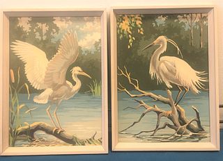 Mid Century Paint by Number Art Paintings Heron 