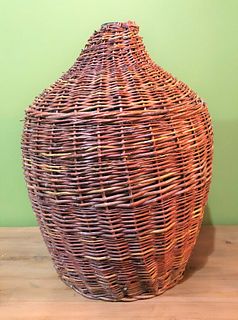 Vintage French Wicker and Glass Demijohn 