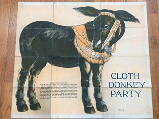 Early 1900's Pin the Tail on the Donkey Cloth Game