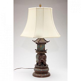 Fine Champleve Figural Table Lamp