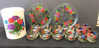 Mid Century Georges Briard Barware Set Glasses Cooler Bowls 