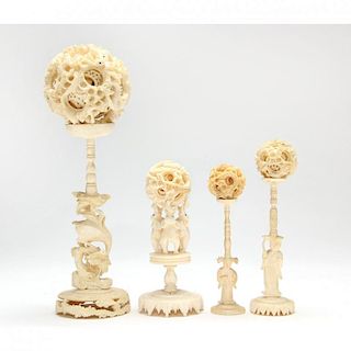 Four Chinese Ivory Mystery Balls