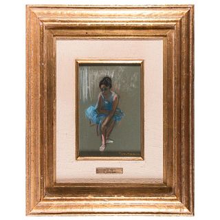 E. Troutman 20th century pastel of a ballet dancer.
