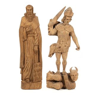 Spanish Colonial Carved Wood Figure of Moses