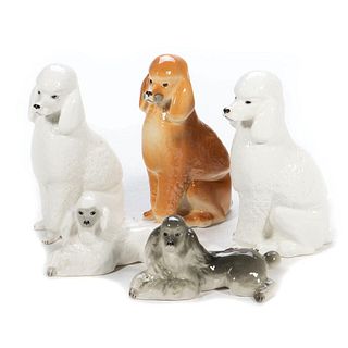 Russian Lomonosov Porcelain Poodle Group