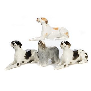 Russian Lomonosov Porcelain Group of Dogs