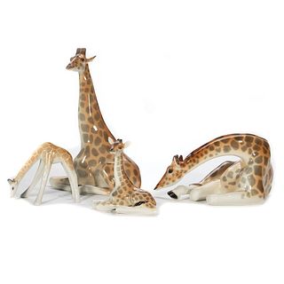 Russian Lomonosov Porcelain Giraffe Group