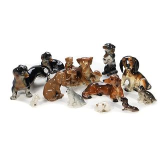 Russian Lomonosov , HIC and German Porcelain Group of Dachshunds