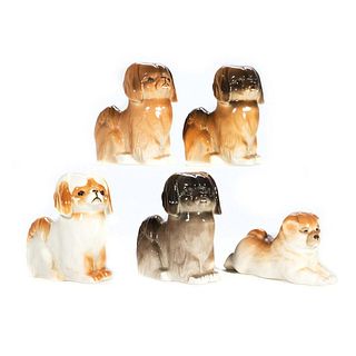 Russian Lomonosov Porcelain Group of Lap Dogs