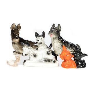 Russian Lomonosov & German Porcelain Group of Terriers