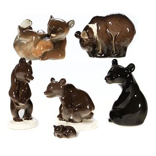Russian Lomonosov Porcelain Group of Bears