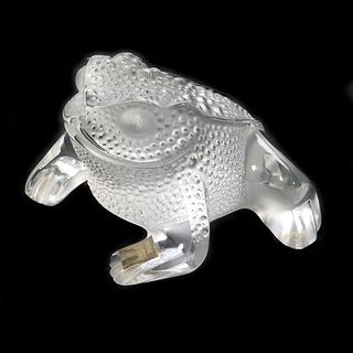 Lalique Clear and Frosted Glass Frog