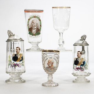 German Glass and Pewter Steins