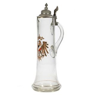 German Glass and Pewter Tall Stein