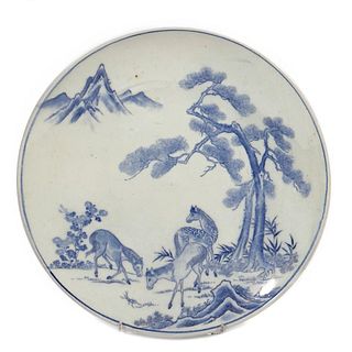 Asian Blue & White Ceramic Charger