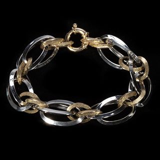 14k bi-color gold link bracelet