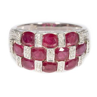 Ruby, diamond and 14k gold ring