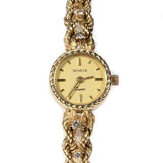 Geneve ladies diamond and 14k gold wristwatch