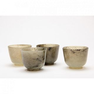 Four Carved Jade Cups