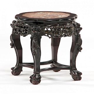 Chinese Carved Marble Top Stand