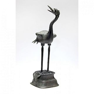 Meiji Period Japanese Bronze Crane