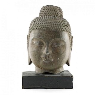 Antique Carved Stone Head of Buddha